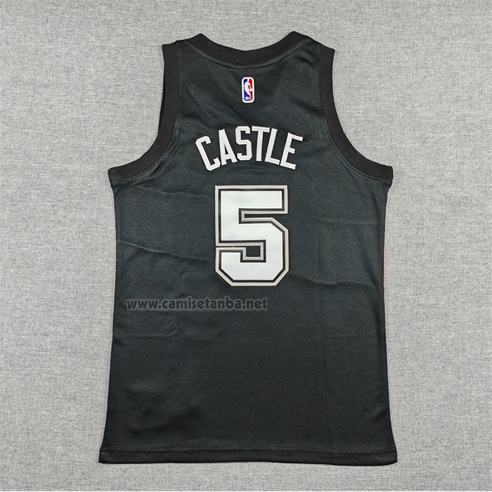 Camiseta Nino San Antonio Spurs Stephon Castle NO 5 Ciudad 2025-26 Negro
